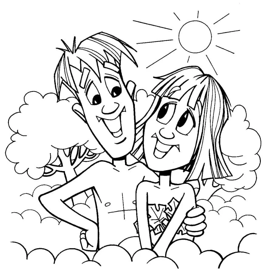 Adan Y Eva Para Colorear 89