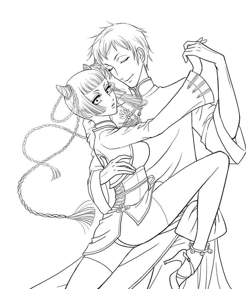 Anime Couple Coloring Pages 44