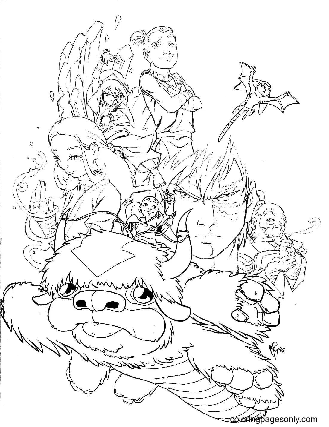 Desenhos de Avatar A Lenda de Aang Para Colorir 23