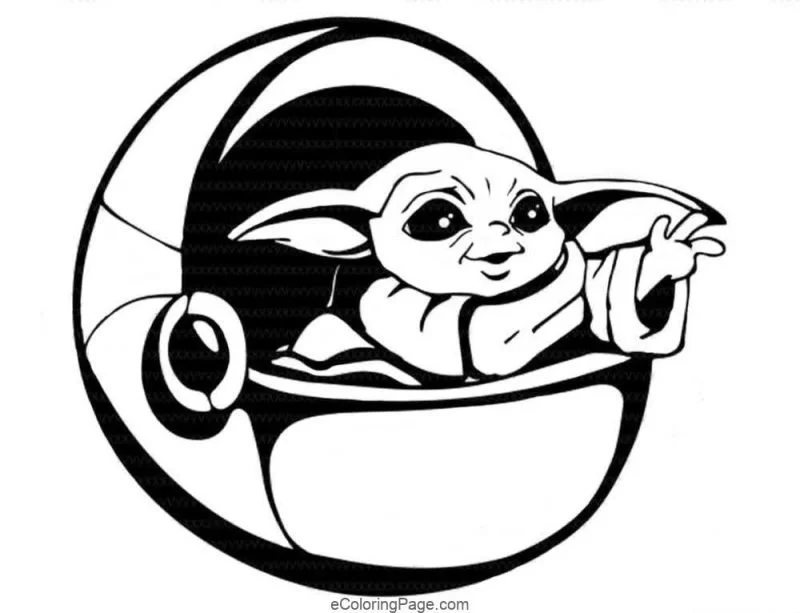 Desenhos de Baby Yoda Para Colorir 21