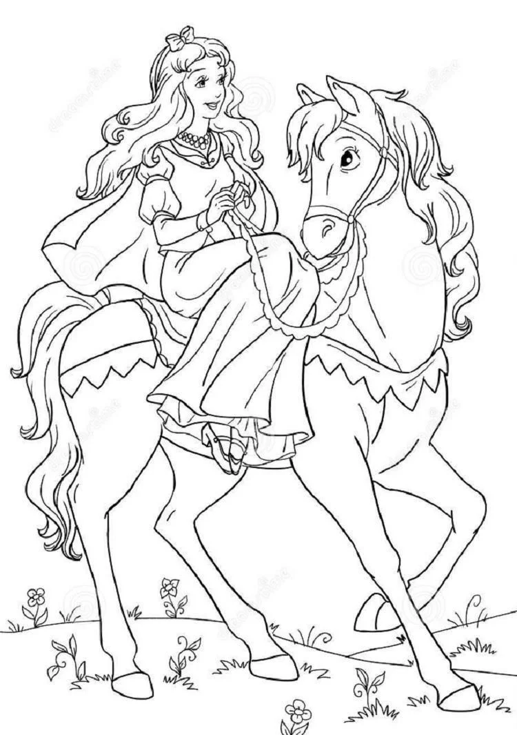 Barbie Horse Coloring Pages 13
