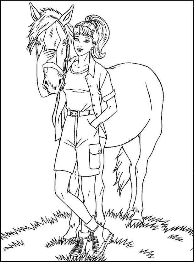 Barbie Horse Coloring Pages 18