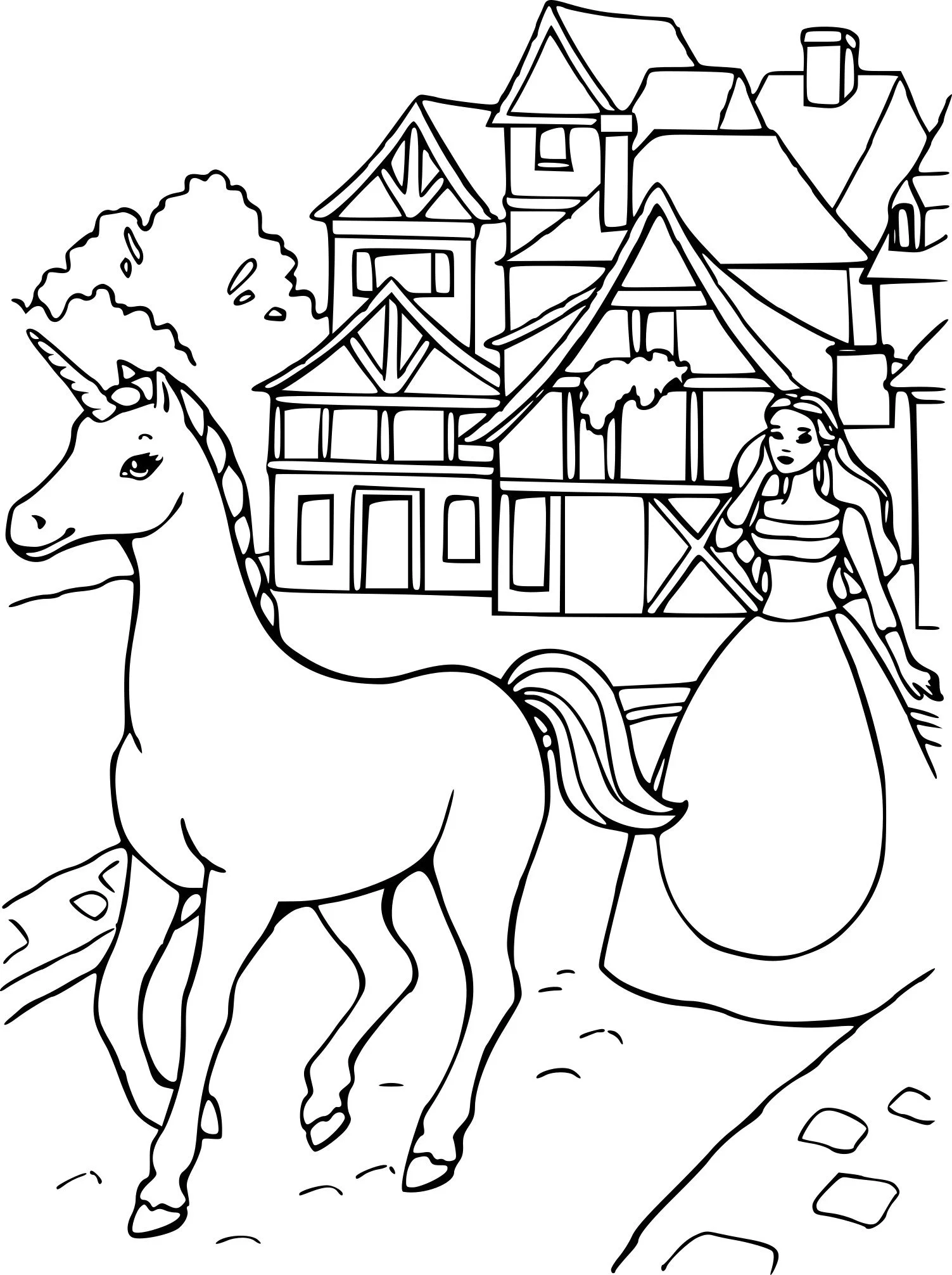 Barbie Horse Coloring Pages 4