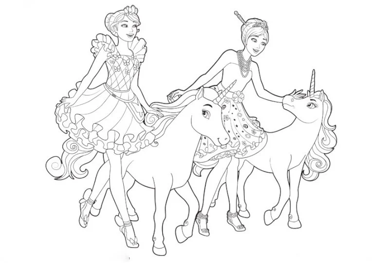 Barbie Horse Coloring Pages 7