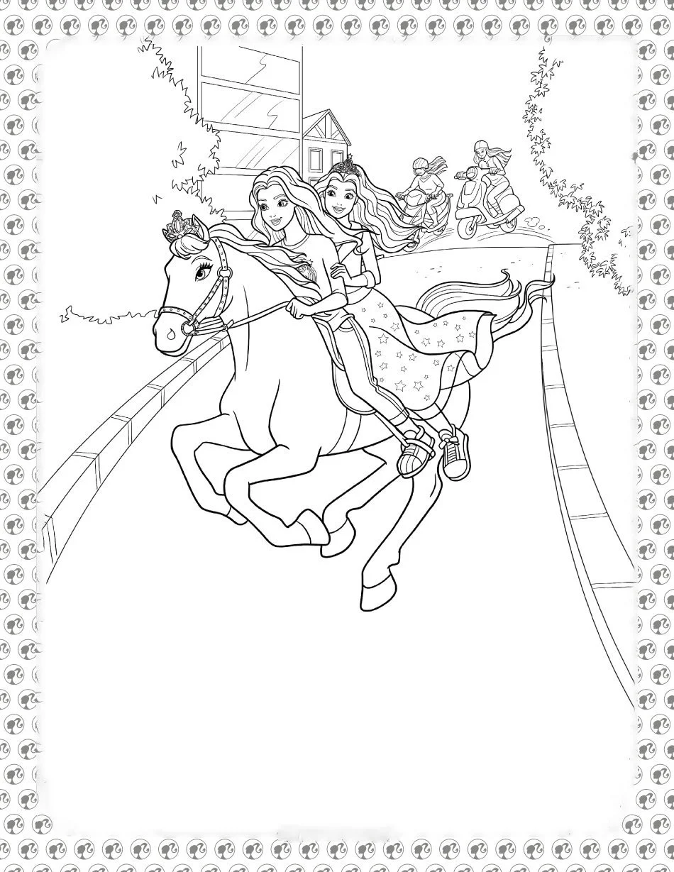 Barbie Horse Coloring Pages 8