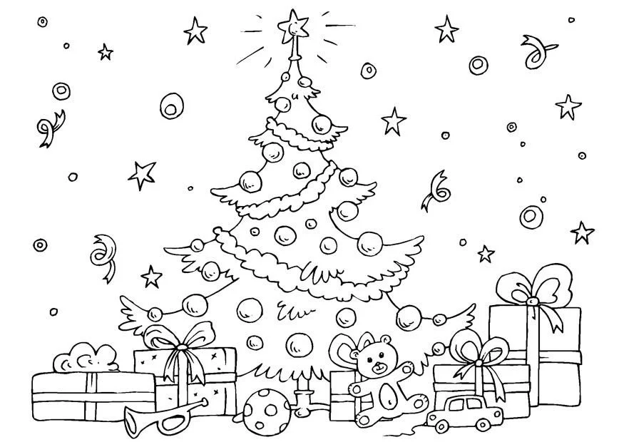 Große Weihnachtsbaum Ausmalbilder 3