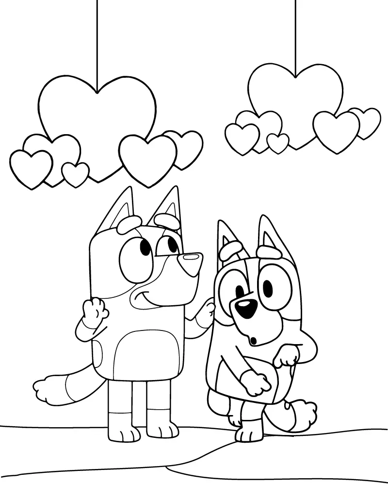 Bluey Valentines Coloring Pages 1