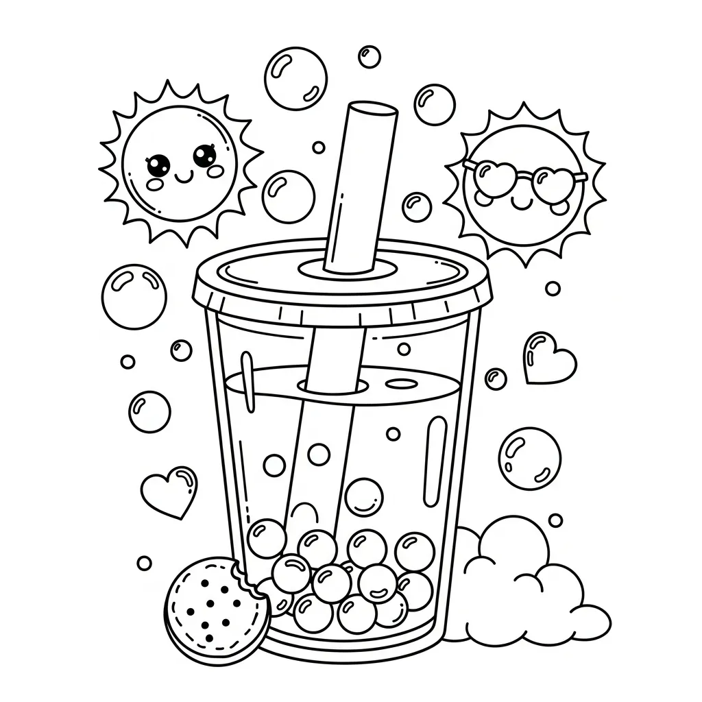 Te de burbujas Para Colorear 1