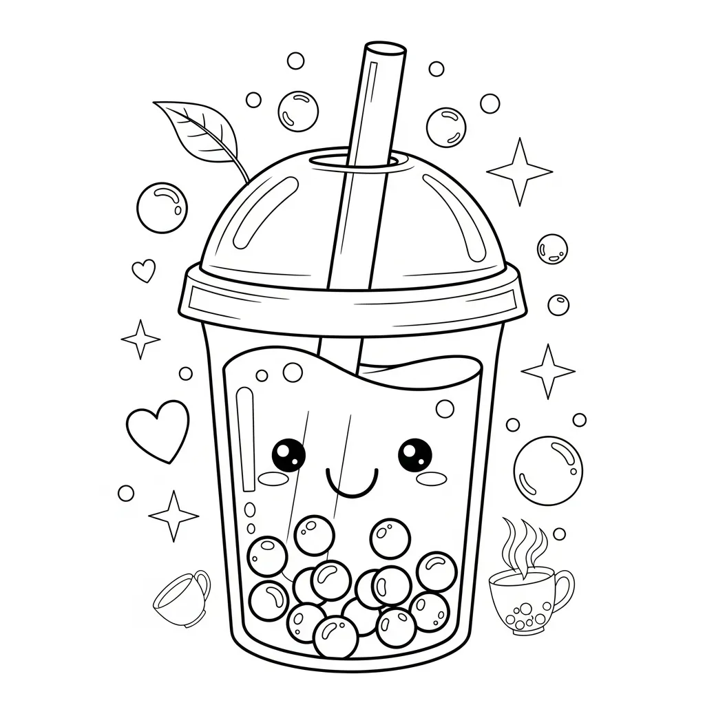 Te de burbujas Para Colorear 2
