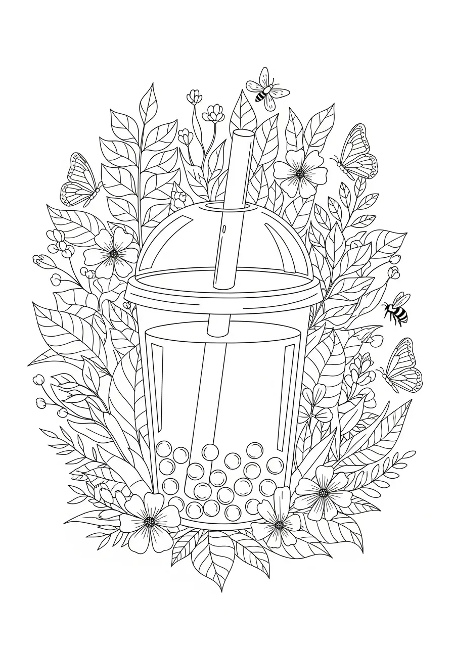 Te de burbujas Para Colorear 4