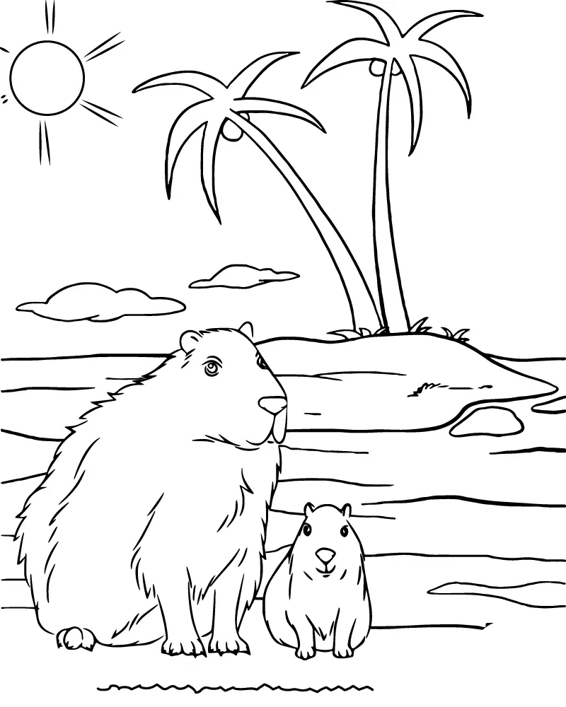 Capybara Coloring Pages 13