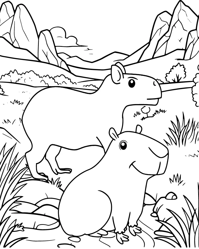 Capybara Coloring Pages 8