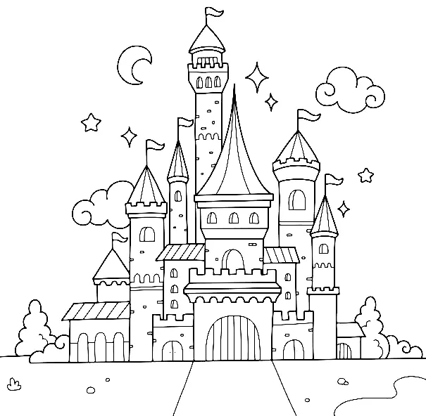 Desenhos de Castelo Para Colorir 21