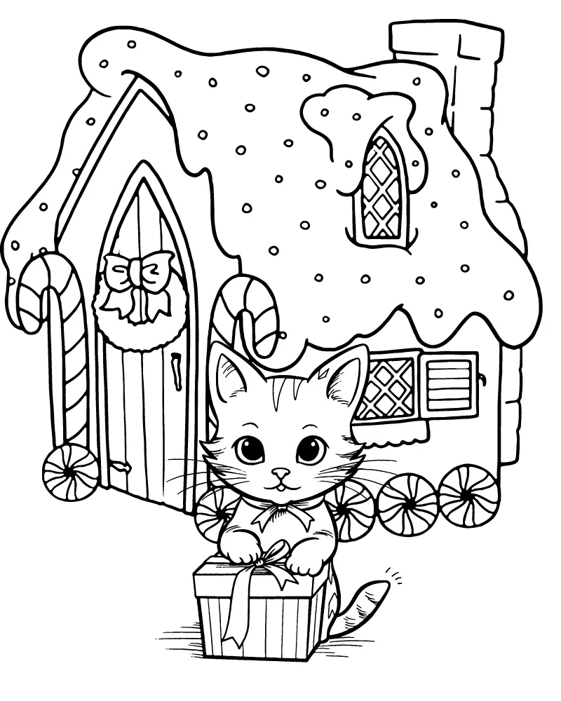 Ausmalbilder Weihnachtskatze 12