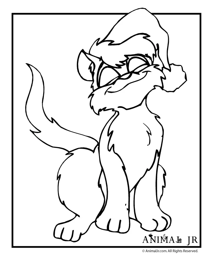 Desenhos de Gatos de Natal Para Colorir