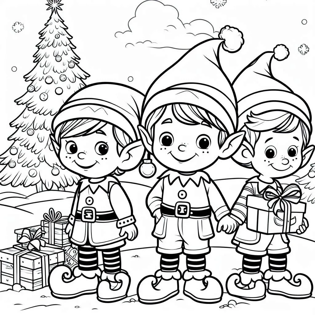 Elfos de Natal para Colorir 12