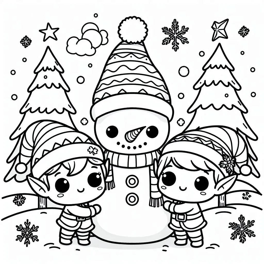 Elfos de Natal para Colorir 20