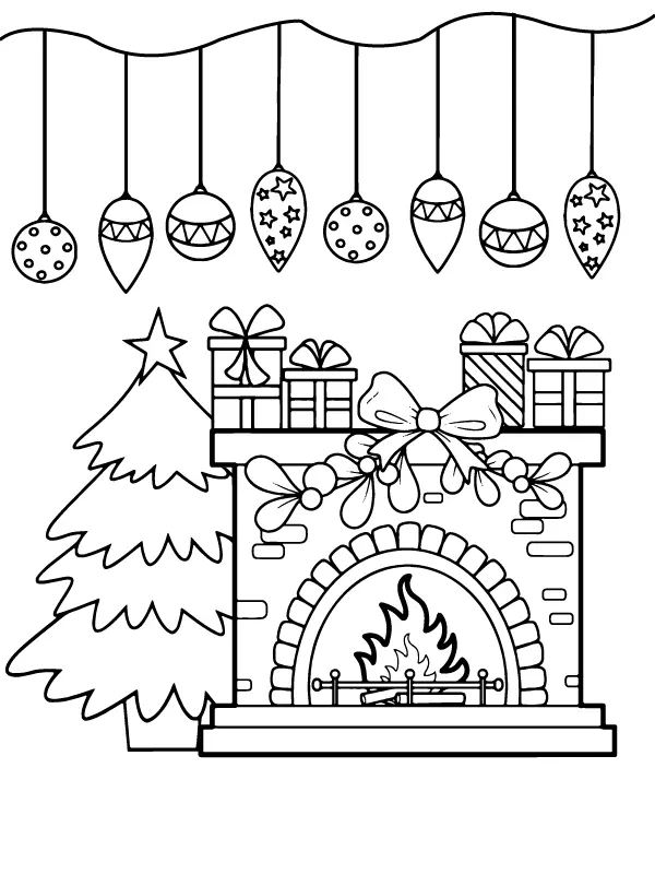 Desenhos de Lareira de Natal Para Colorir 2