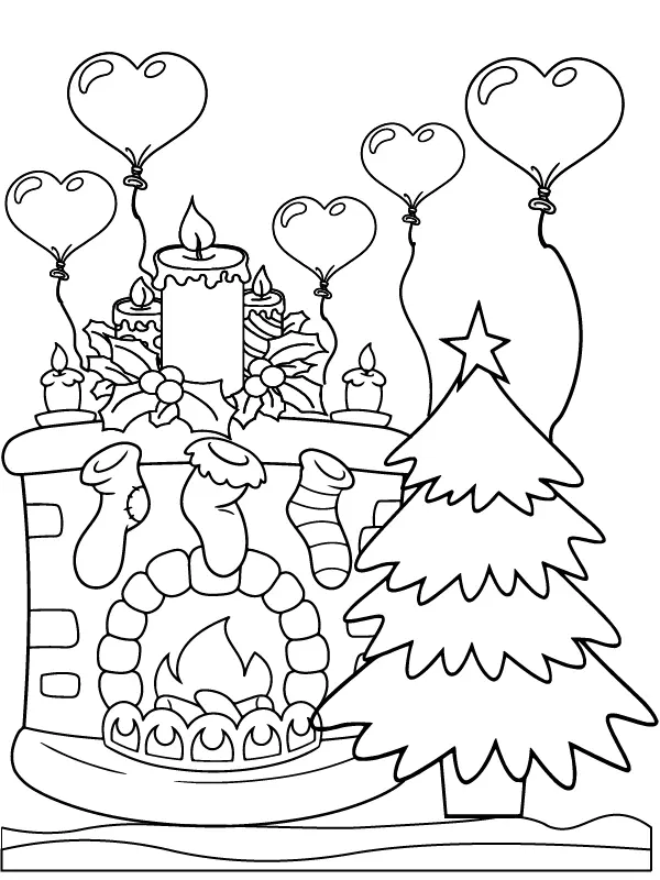Desenhos de Lareira de Natal Para Colorir 4