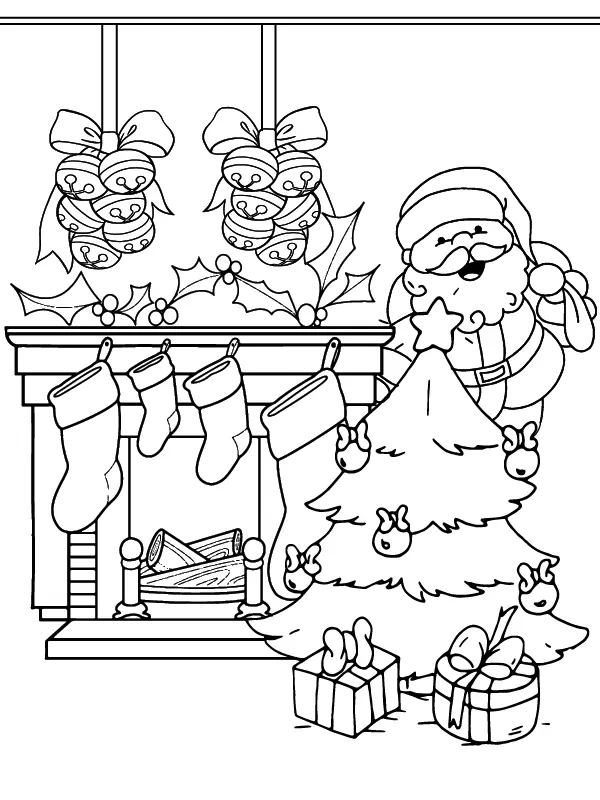 Desenhos de Lareira de Natal Para Colorir 6