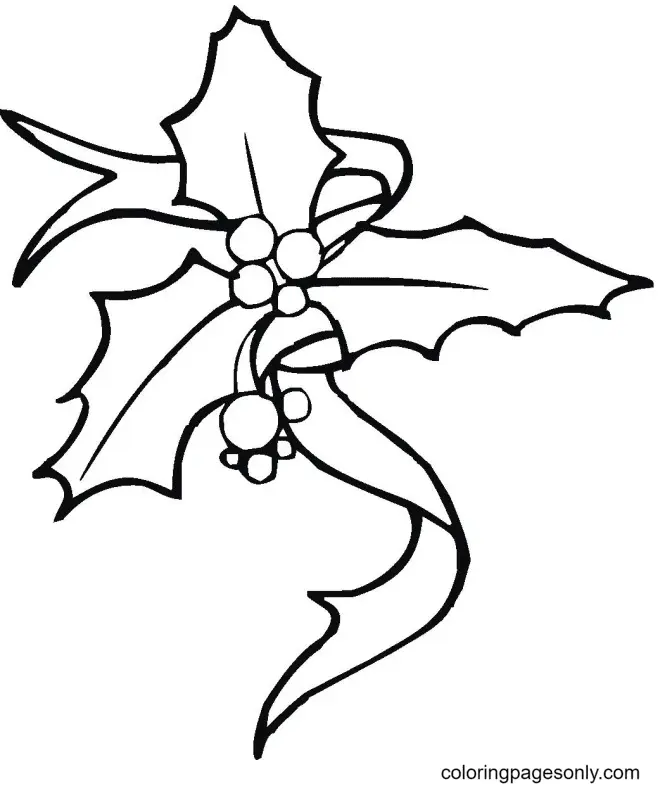 Desenhos de Azevinho de Natal Para Colorir 62
