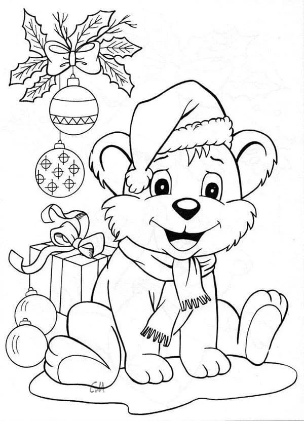 Christmas Puppy Coloring Pages 13