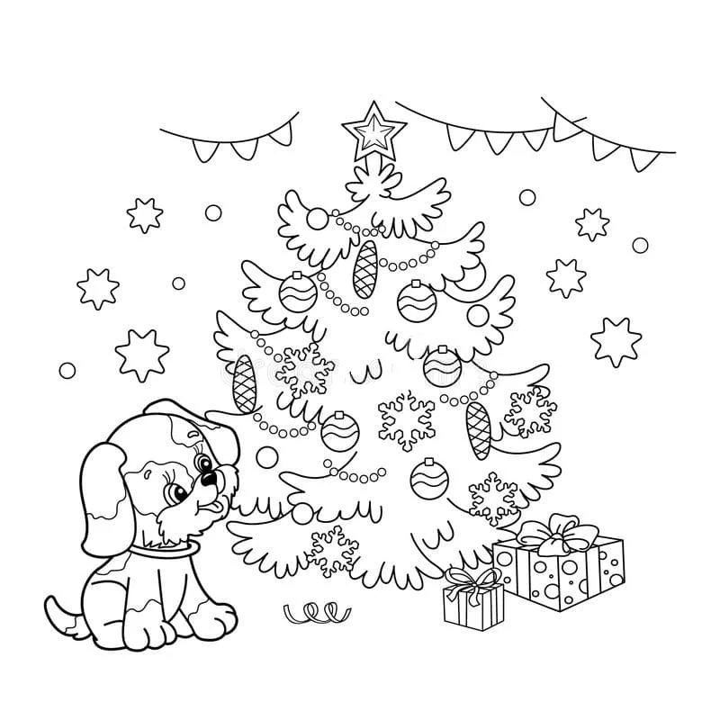 Christmas Puppy Coloring Pages 22