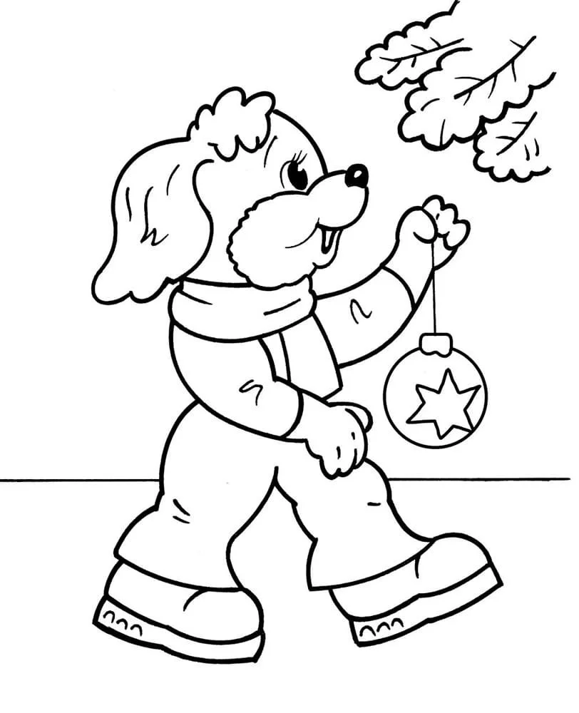 Christmas Puppy Coloring Pages 34