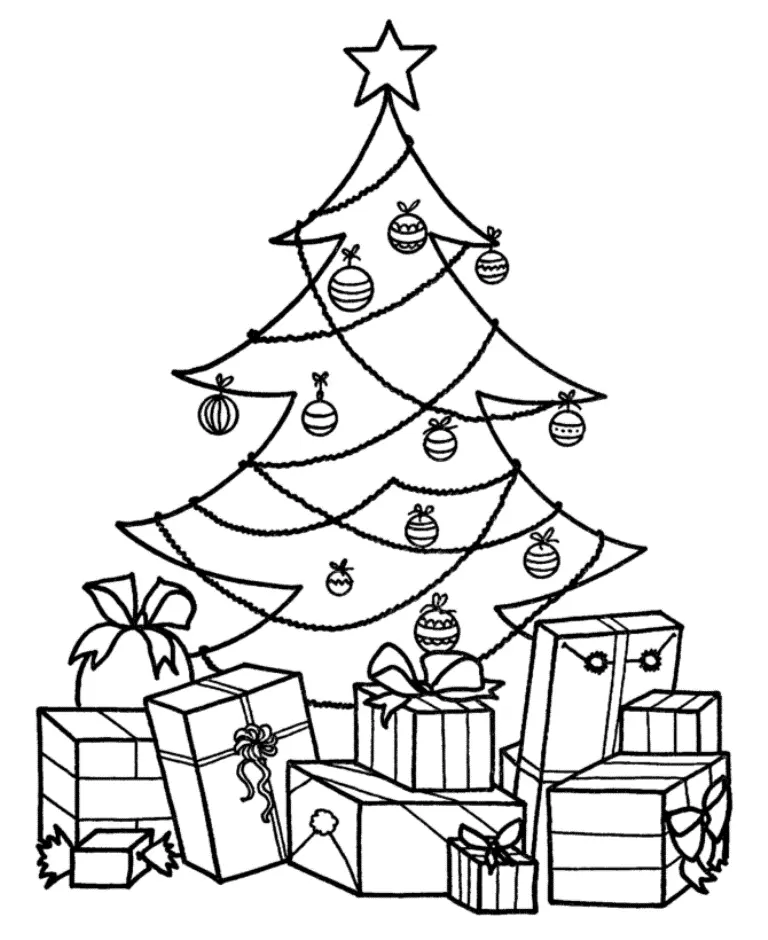 Desenhos de Arvore de Natal Com Presentes Para Colorir 1
