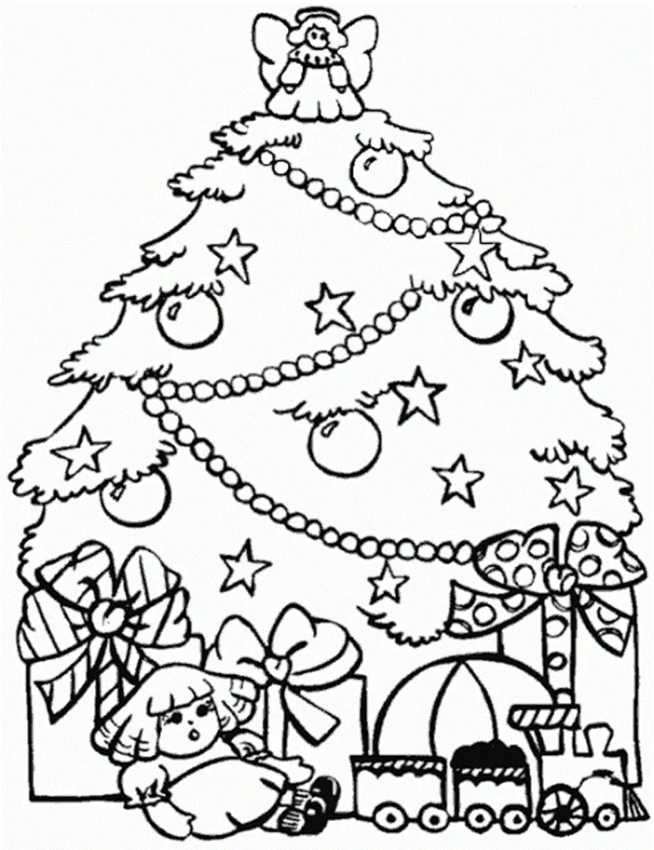 Desenhos de Arvore de Natal Com Presentes Para Colorir 10