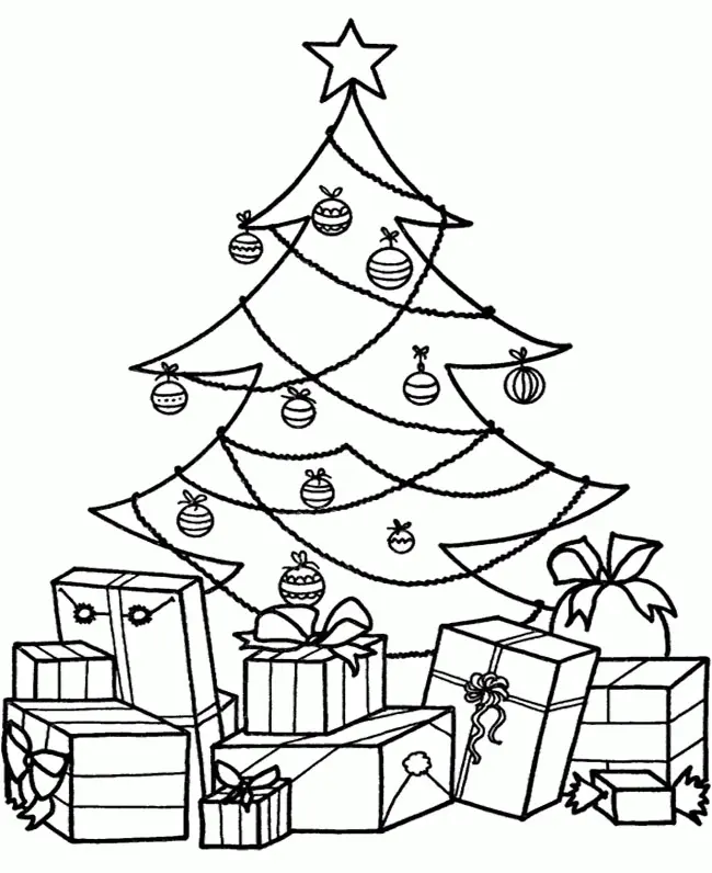 Desenhos de Arvore de Natal Com Presentes Para Colorir 23