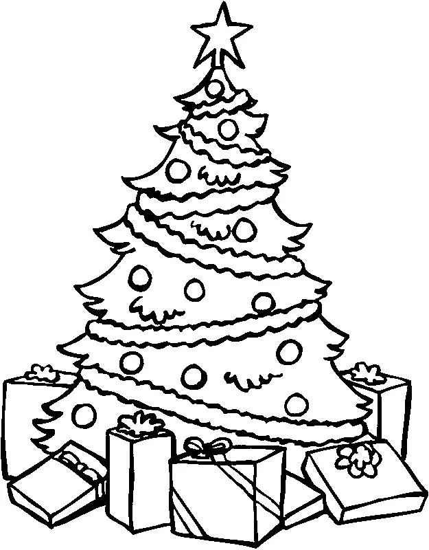 Desenhos de Arvore de Natal Com Presentes Para Colorir 7
