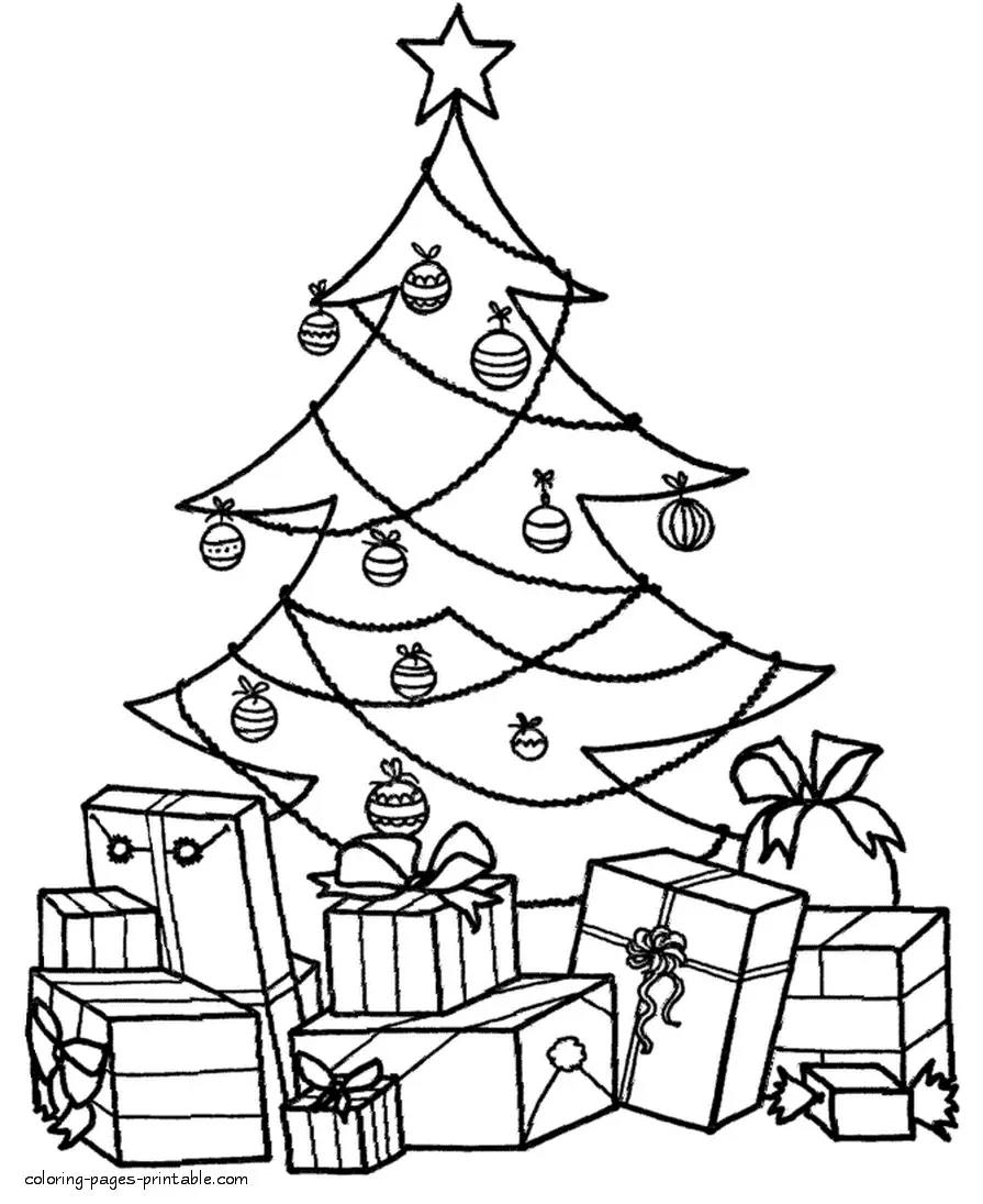 Desenhos de Arvore de Natal Com Presentes Para Colorir 8