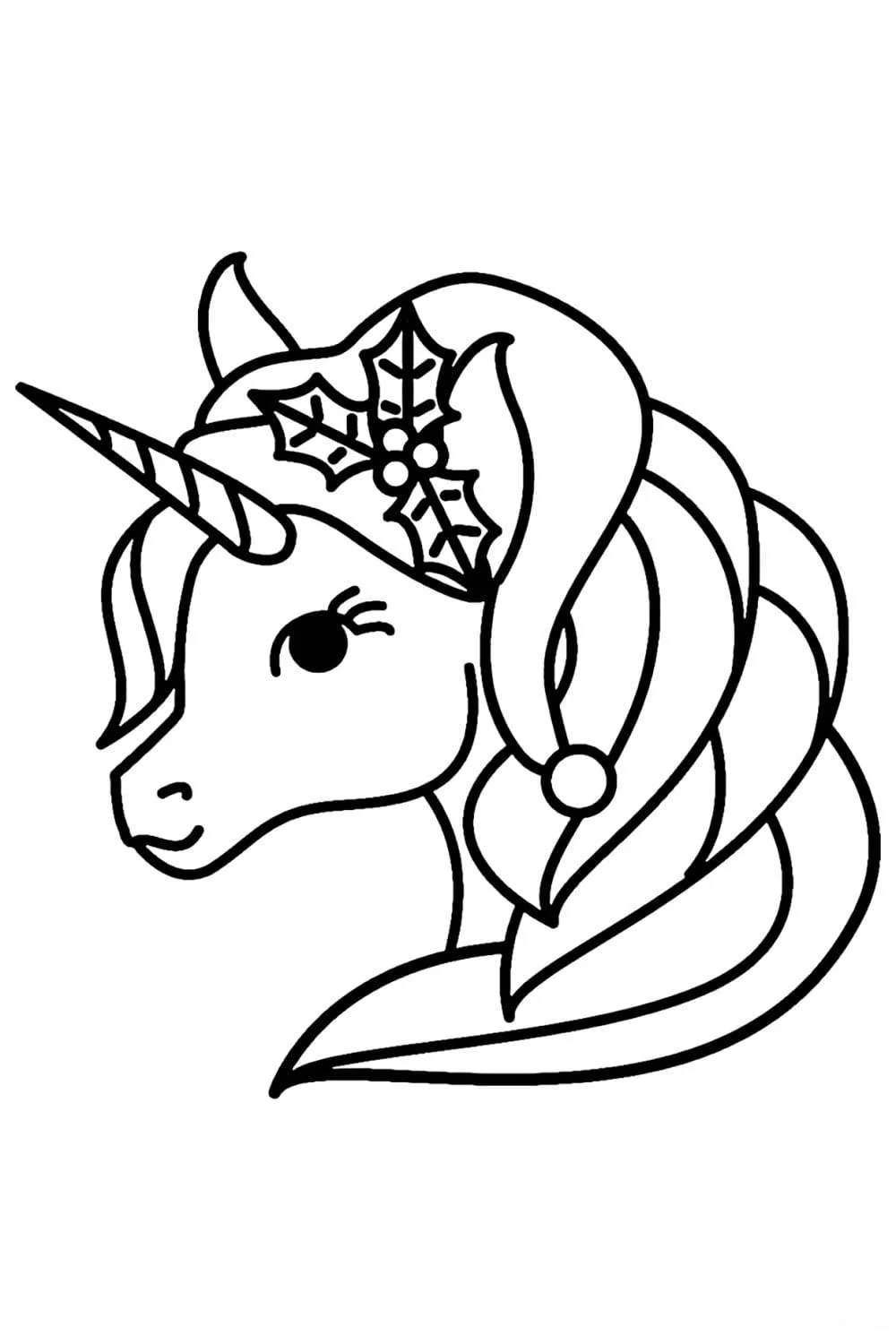 Christmas Unicorn Coloring Pages 1