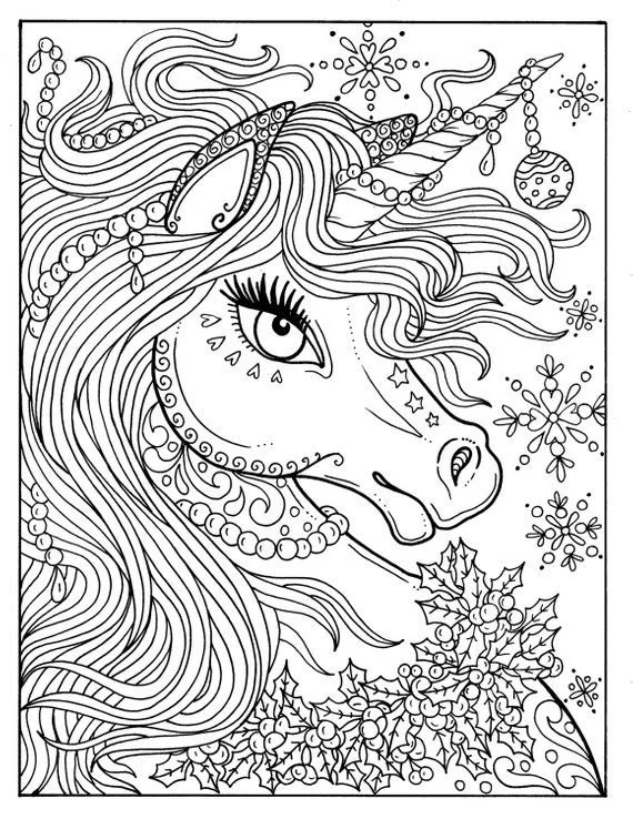 Christmas Unicorn Coloring Pages 26