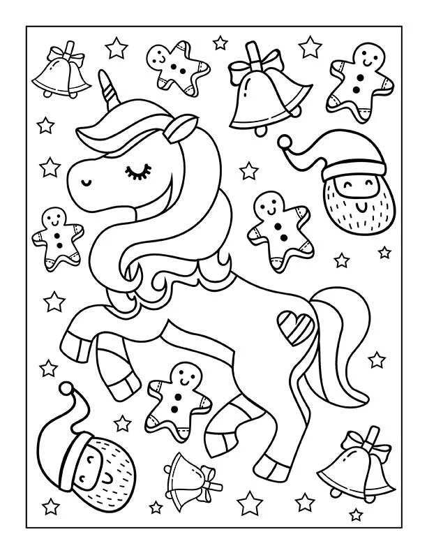 Christmas Unicorn Coloring Pages 28
