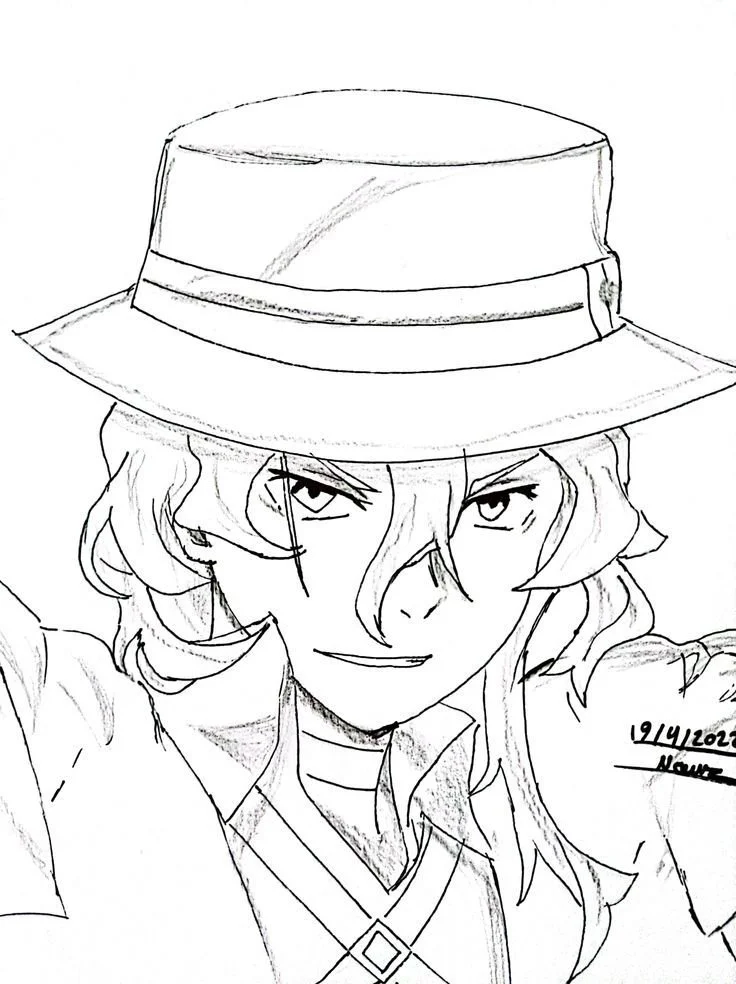 Desenhos de Chuuya Nakahara Para Colorir 1