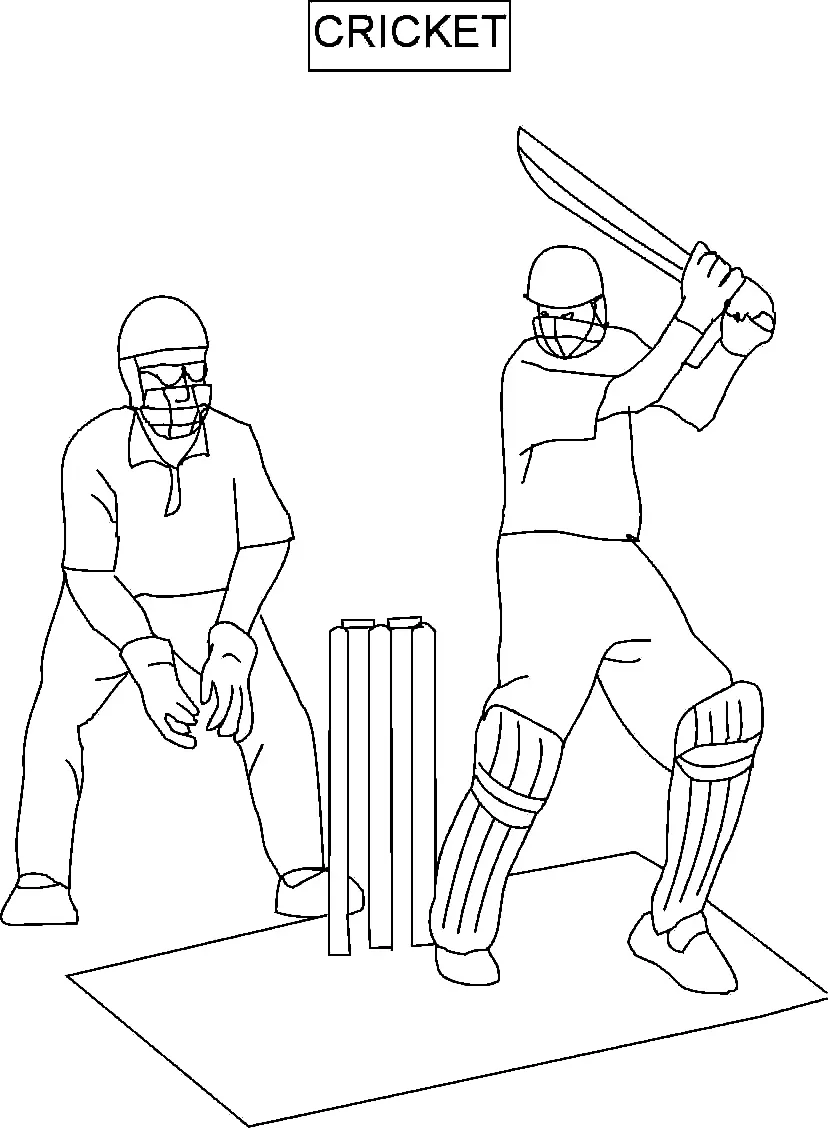 Kricketspiel Ausmalbilder 11