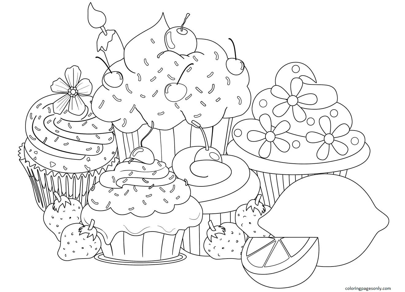 Cupcake Coloring Pages 1