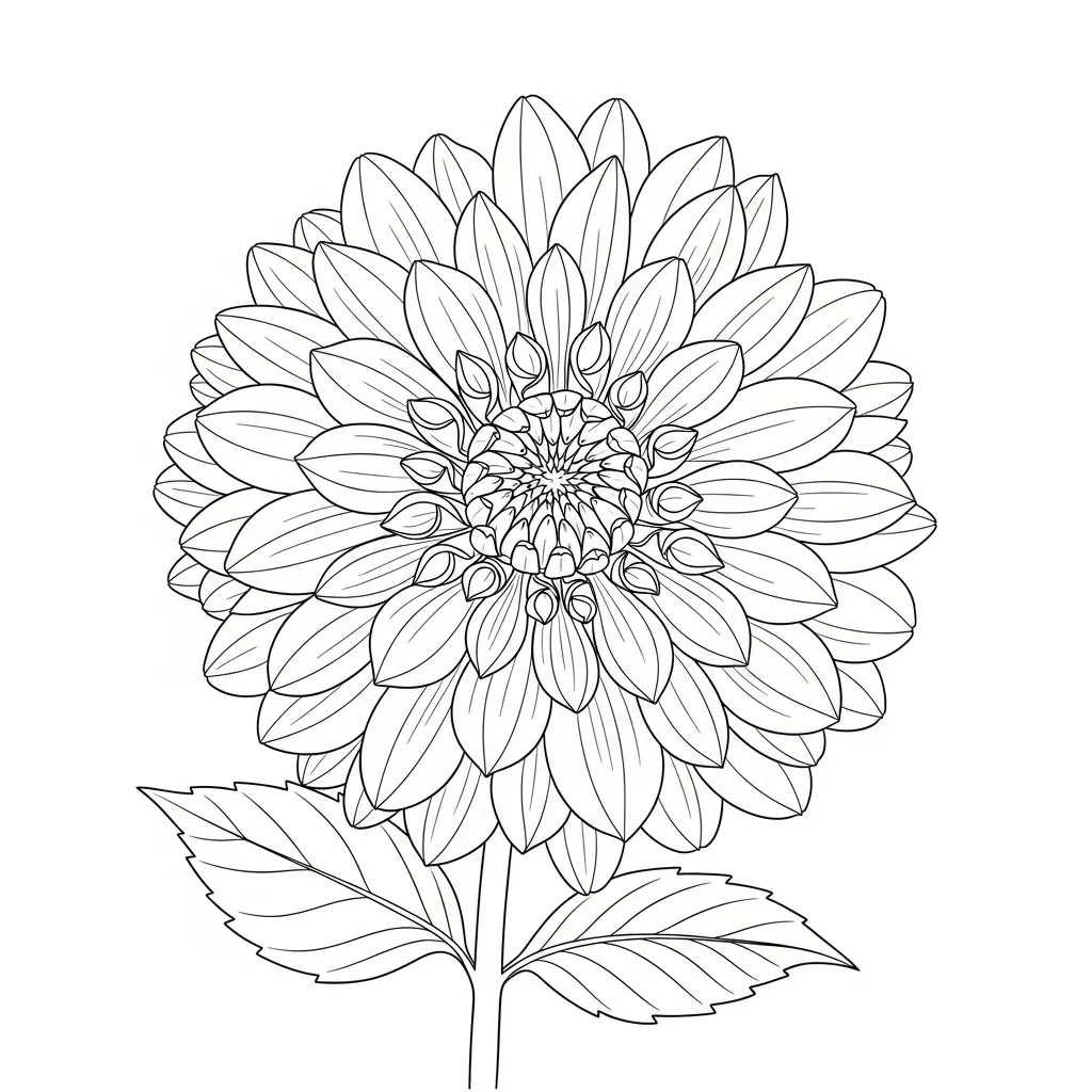 Dahlia Flower Coloring Pages 10