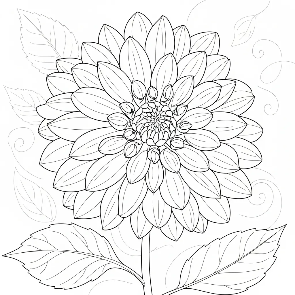 Dahlia Flower Coloring Pages 3