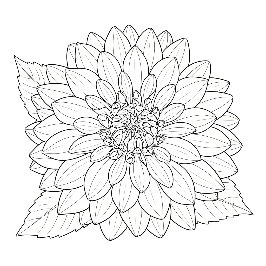 Dahlia Flower Coloring Pages 4