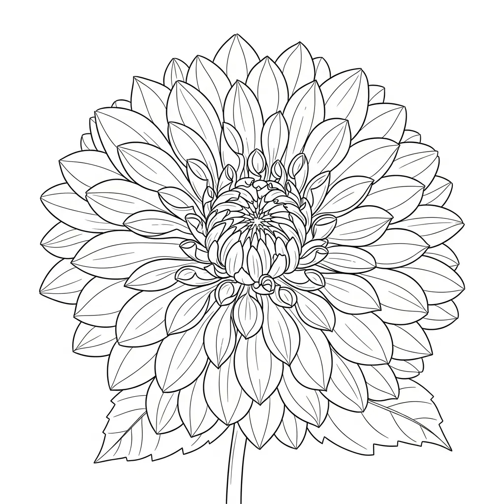Dahlia Flower Coloring Pages 5