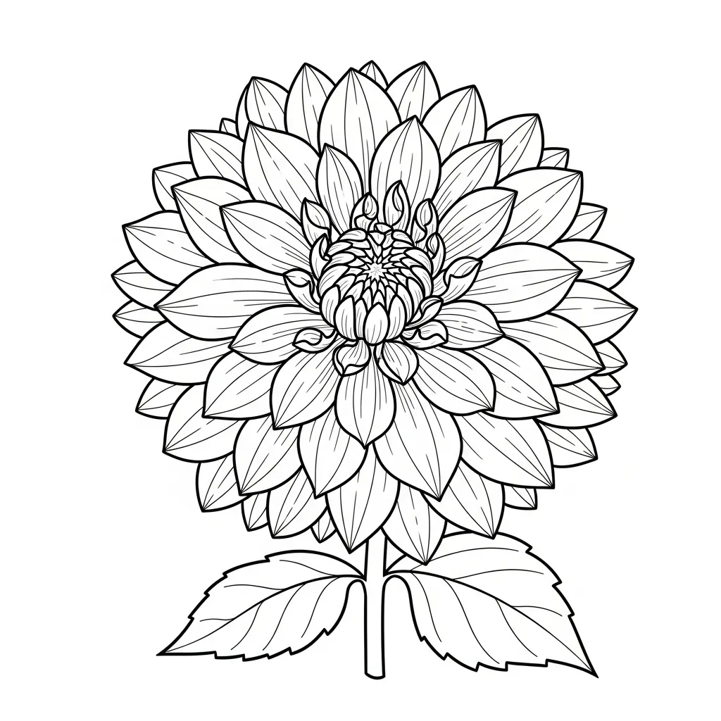 Dahlia Flower Coloring Pages 7