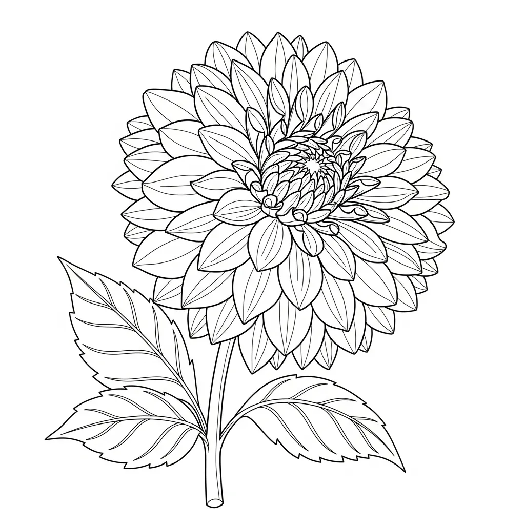 Dahlia Flower Coloring Pages 9