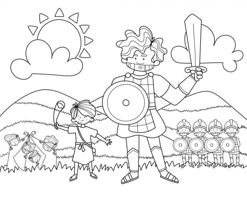 Desenhos de Davi E Golias Para Colorir 11