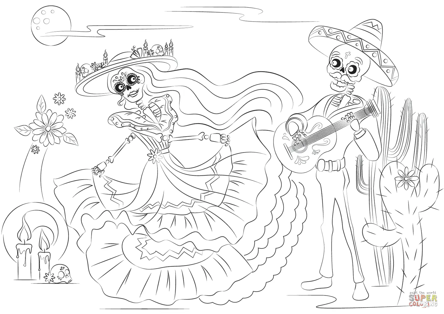 Desenhos de Dia Dos Mortos Para Colorir 31