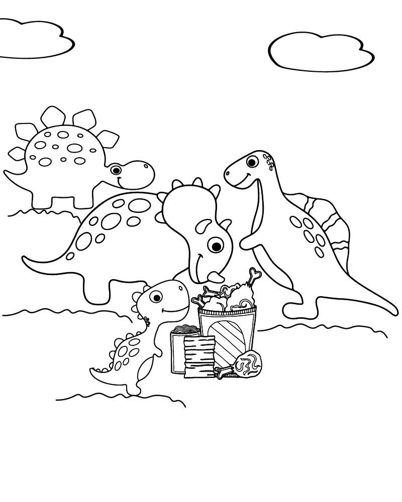 Dino-Picknick Ausmalbilder 10