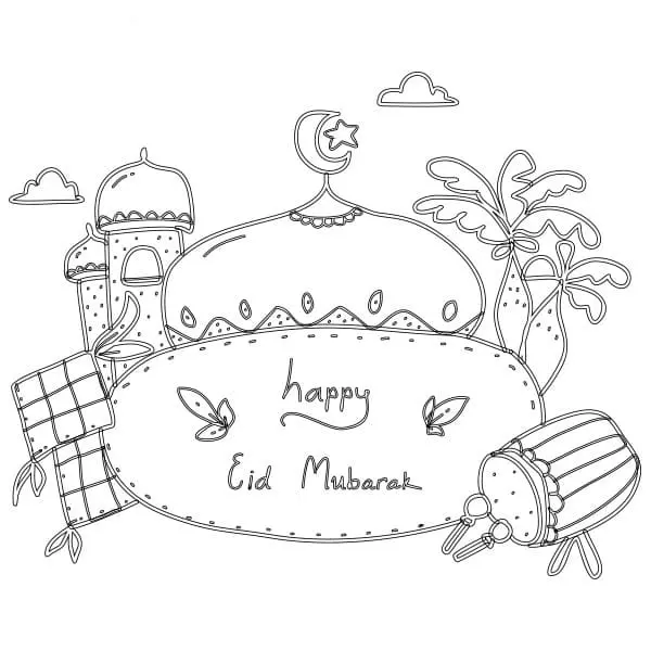 Eid Mubarak para colorir 10