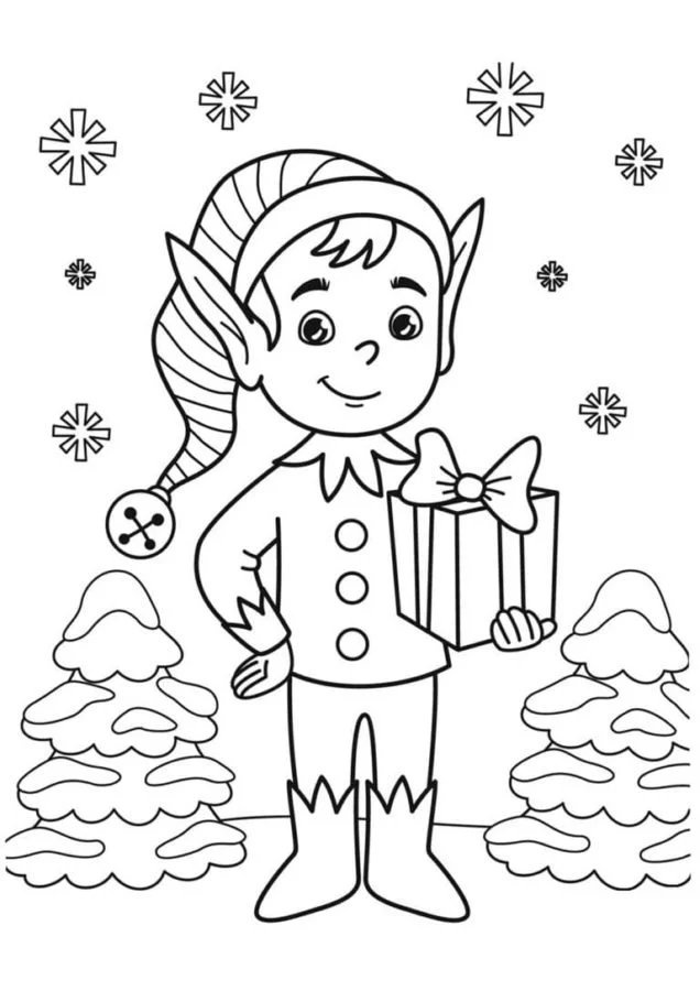 Elfo En El Estante Para Colorear 62